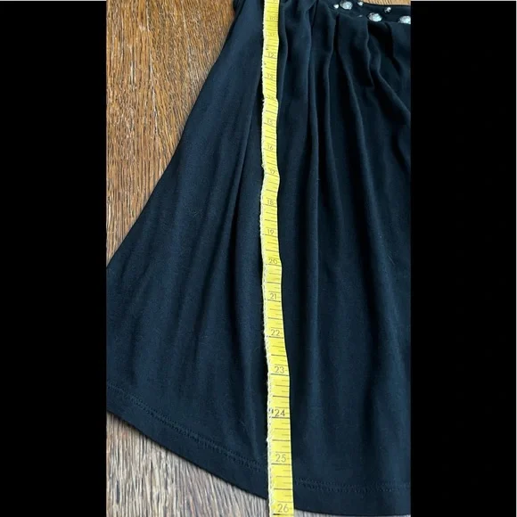 S O L D ❗️💎GORGEOUS Jet Black Blousy EXPRESS Top Black Bejeweled Straps/Neck -M - Picture 6 of 10